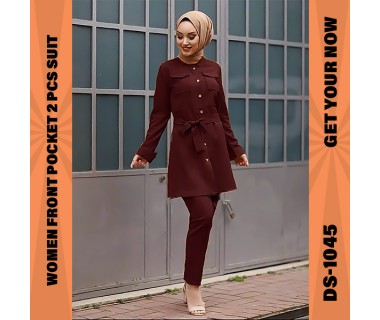 Women Front Pocket 2 Pcs Suit DS-1045 Women Front Pocket 2 Pcs Suit DS-1045